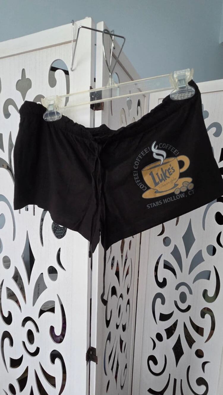 Gilmore Girls Luke's Diner Coffee Lounge Shorts Black Small Stars Hollow NWOT